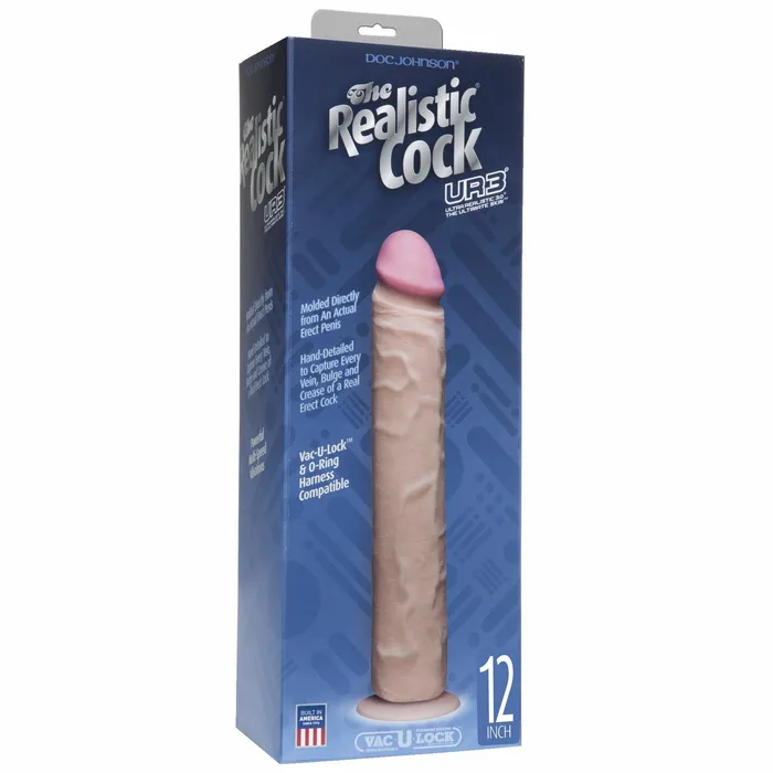 Realistic Cock Ultraskyn UR3 12 inch with out Balls White Realistic Cocks Dildos