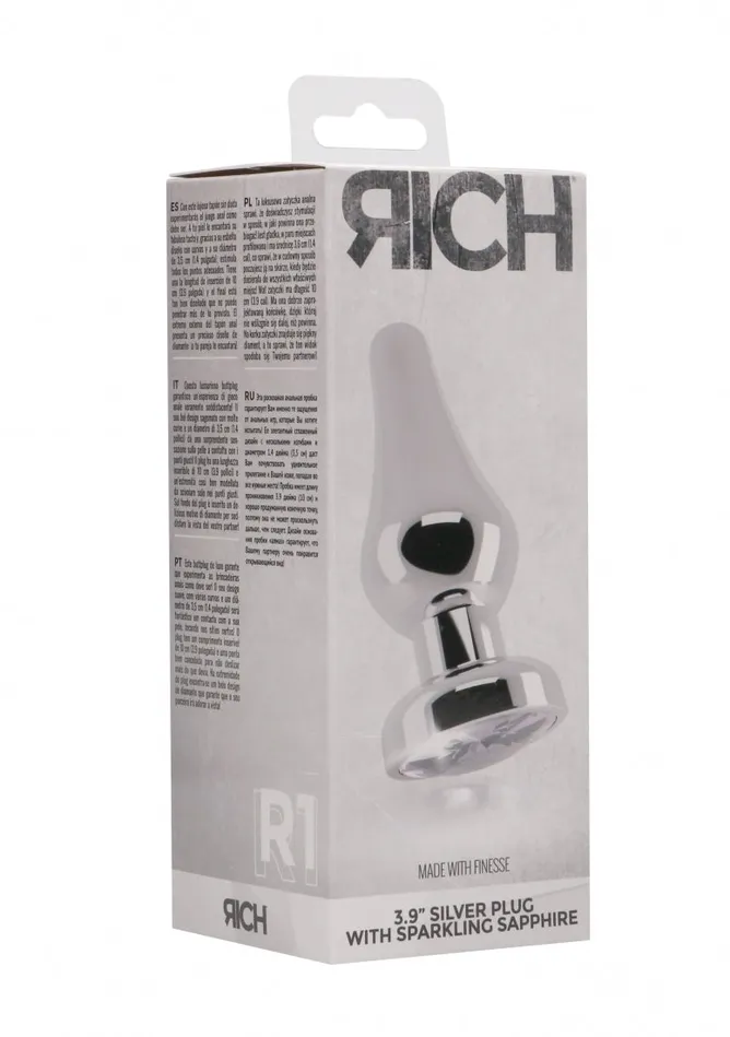 Shots Rich Anal Rich R1 Silver Plug 39 Inch Clear Sapphire
