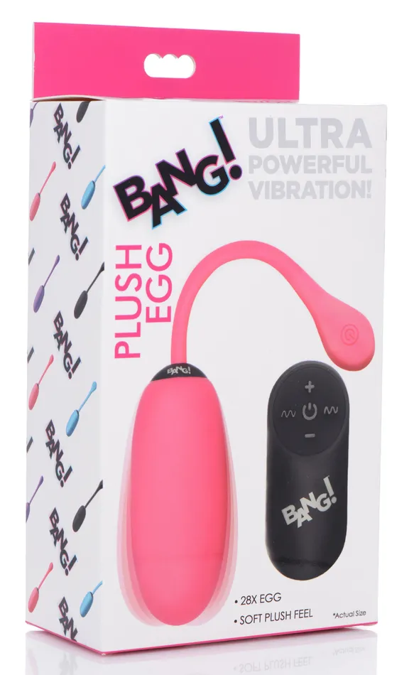 XR Brands Vibrators 28x Plush Egg and Remote Pink