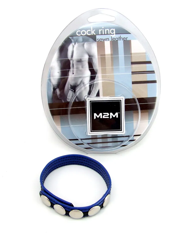 Male Sex Toys Leather 5 Snap C Ring BlackBlue Fresh Play