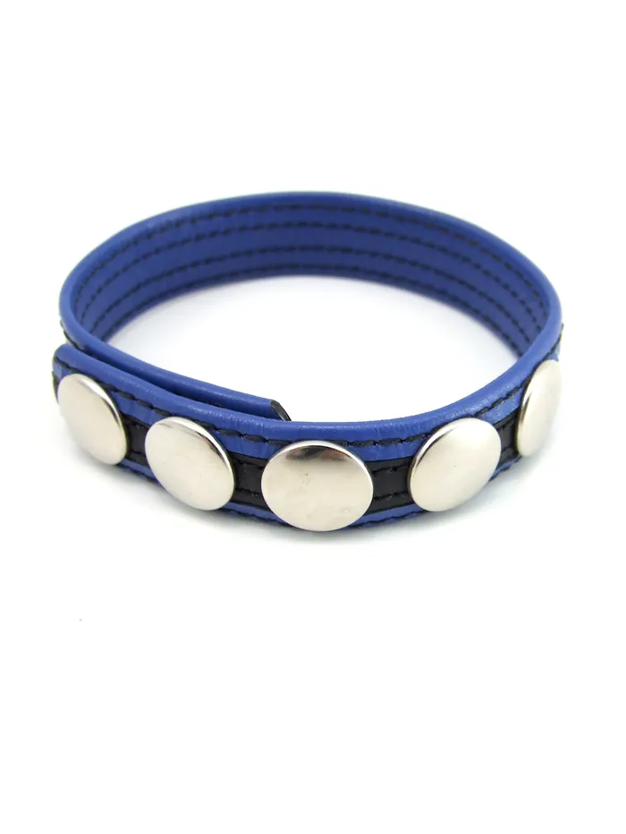 Male Sex Toys Leather 5 Snap C Ring BlackBlue Fresh Play