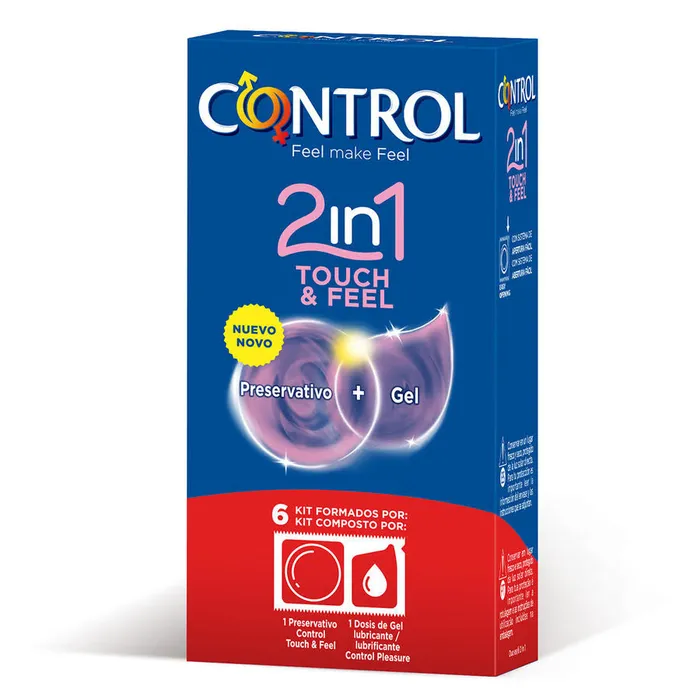 CONTROL CONDOMS Vibrators CONTROL 2 IN ONE TOUCH AND FEEL LUBRICANT 6 UNITS