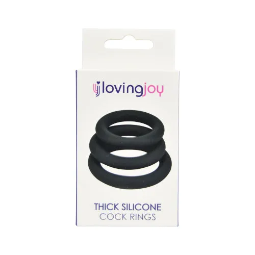 Loving Joy Thick Silicone Cock Rings 3 Pack Grey Loving Joy Male Sex Toys