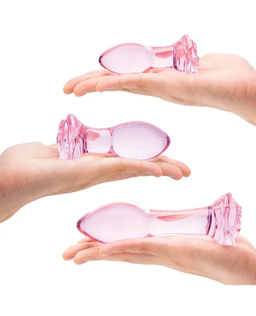 Glas Anal Glas 3 Pc Rosebud Butt Plug Set