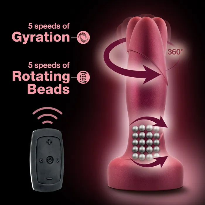 Anal Blush Anal Adventures Matrix By Blush Atomic Plug Tapered Tip With Gyrating Shaft Rotating Rimmer in Martian Wine Made from Pure Puria Silicone IPX7 Waterproof
