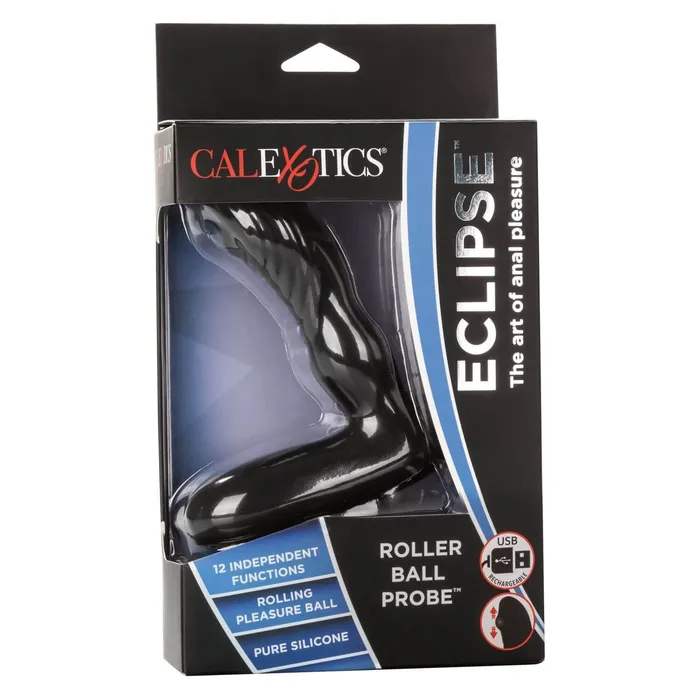 California Exotic Novelties Anal Eclipse Roller Ball Probe Black Rechargeable Prostate Massager with 12 Functions
