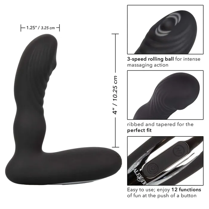 California Exotic Novelties Anal Eclipse Roller Ball Probe Black Rechargeable Prostate Massager with 12 Functions