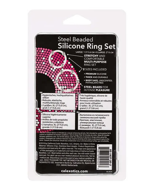 California Exotic Novelties Male Sex Toys Steel Beaded Silicone Ring Set