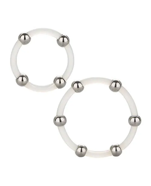 California Exotic Novelties Male Sex Toys Steel Beaded Silicone Ring Set