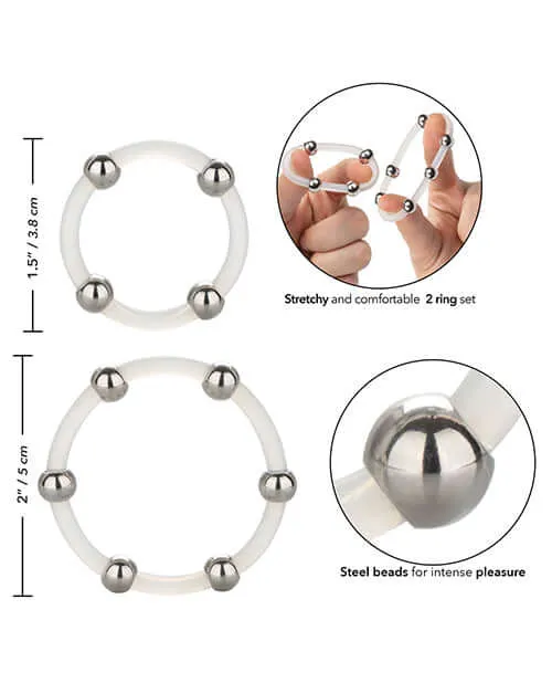 California Exotic Novelties Male Sex Toys Steel Beaded Silicone Ring Set