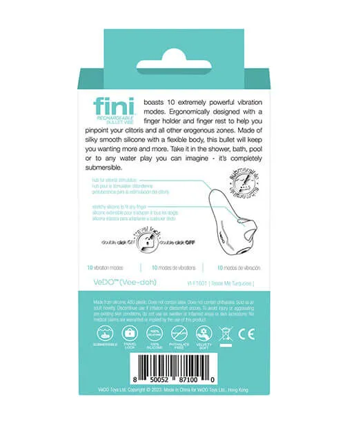 Dive into Pleasure with the Vedo Fini Rechargeable Bullet Vibrator in Turquoise Vedo Female Sex Toys