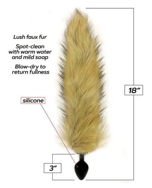 Icon Brands Anal Foxy Tail Silicone Butt Plug Gold Premium Silicone Plug with 18Inch Faux Fox Tail
