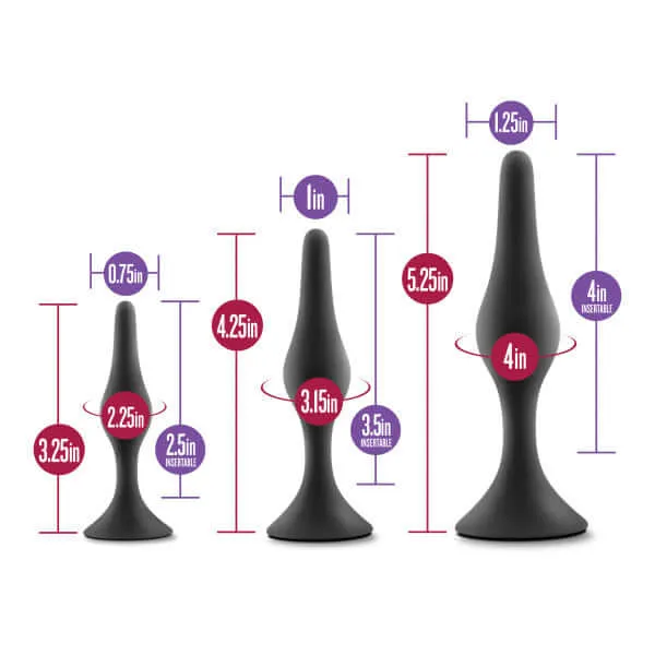 Luxe Beginner Plug Kit Black Graduated Silicone Anal Plugs by Blush Novelties Blush Novelties Anal