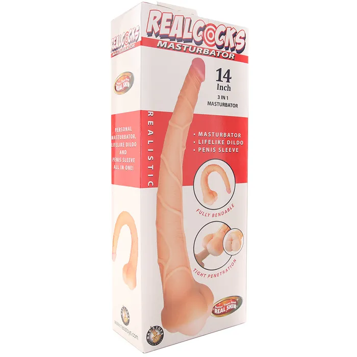 Nasstoys Dildos Real Cocks 14 Inch Masturbator and Dildo in White