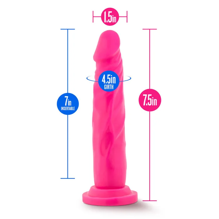 Neo By Blush Realistic Neon Pink 75Inch Long Dildo With Suction Cup Base Blush Anal