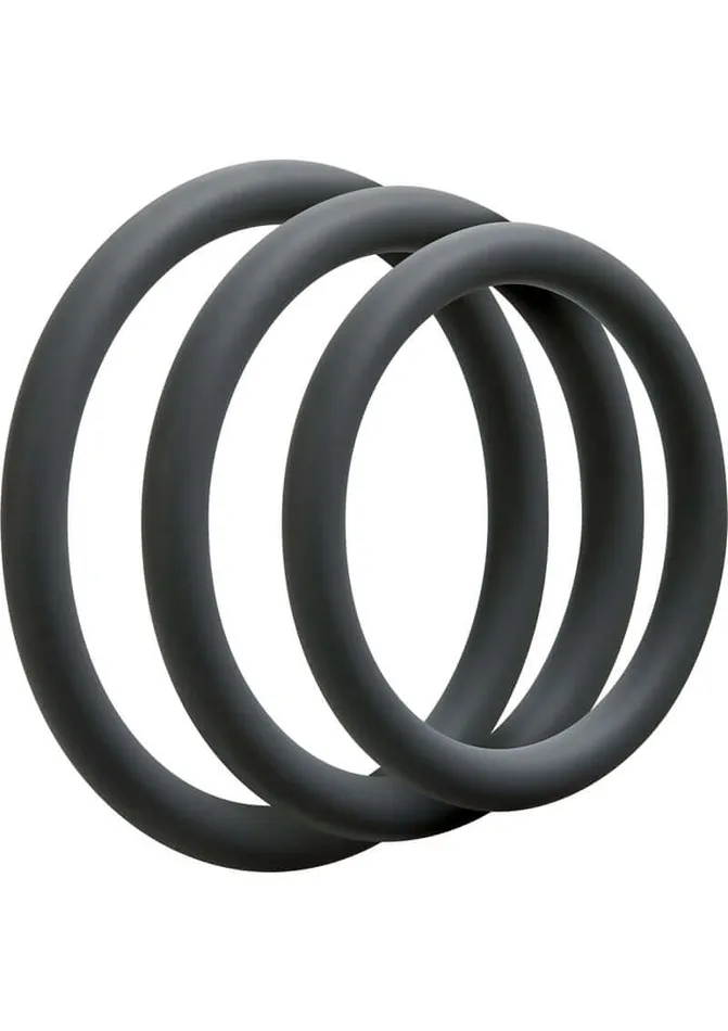 Optimale Thin Silicone CRing Set Slate 3 Rings Doc Johnson Enterprises Male Sex Toys