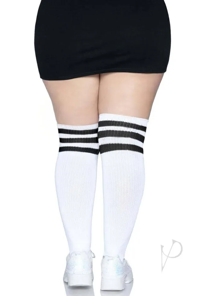 Over The Knee Athl Socks 1x2x Whtblk Leg Avenue Inc Dildos