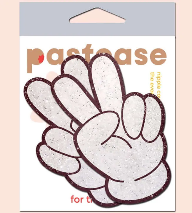 Peace Hands Pasties by Pastease Glitter Velvet Playful Comfortable Pastease Vibrators